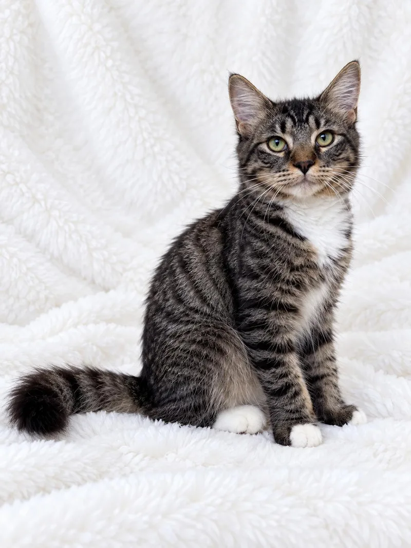 A baby large-sized male Domestic Medium Hair cat named Benny for adoption in Copley, OH