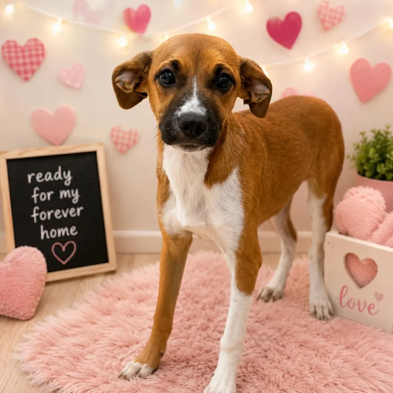 A baby medium-sized male Yellow / Tan / Blond / Fawn Terrier dog named Clyde for adoption in Chantilly, VA