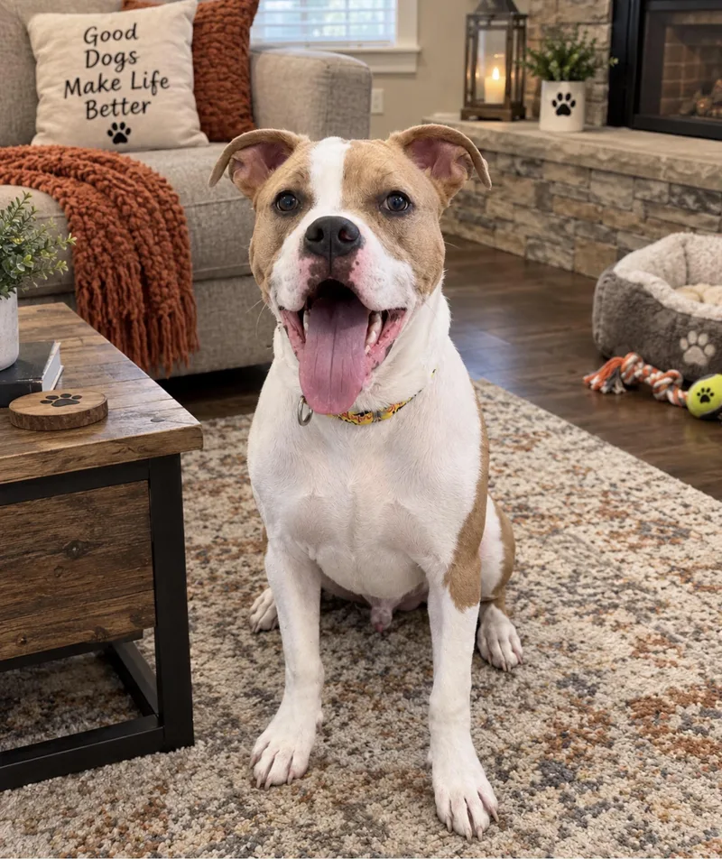 A young medium-sized male Boxer dog named Waldo for adoption in Maryville, TN