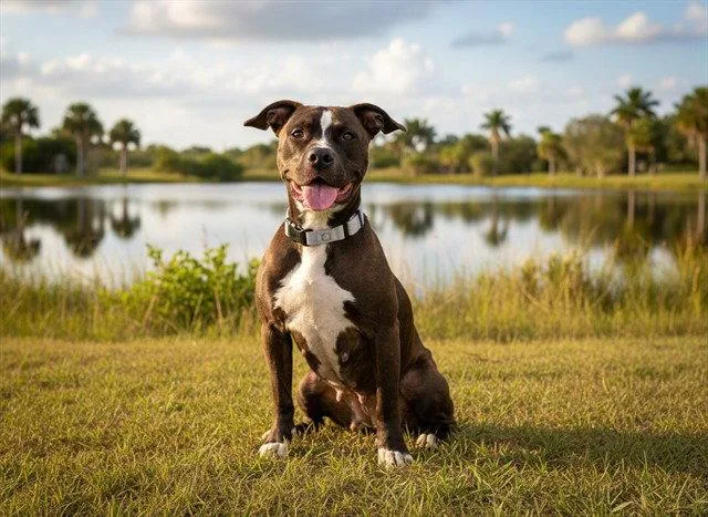 An adult large-sized female Pit Bull Terrier dog named Thunder for adoption in Tavares, FL