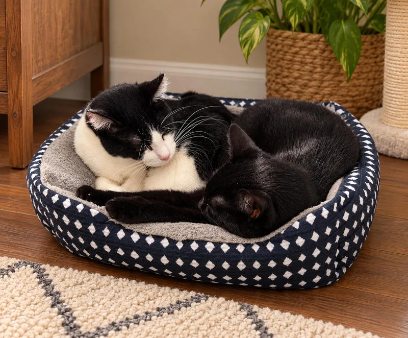 An adult small-sized female Black & White / Tuxedo Domestic Short Hair cat named Elsa & Littles for adoption in Mankato, MN