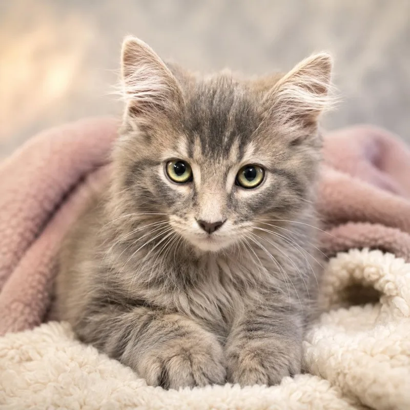 A baby medium-sized male Domestic Long Hair cat named Goose for adoption in Hardeeville, SC