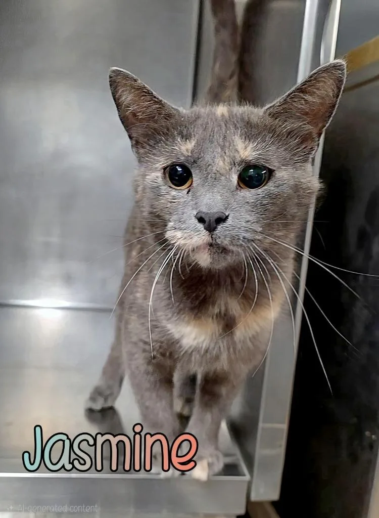 A young medium-sized female Domestic Short Hair cat named Jasmine for adoption in Port Clinton, OH