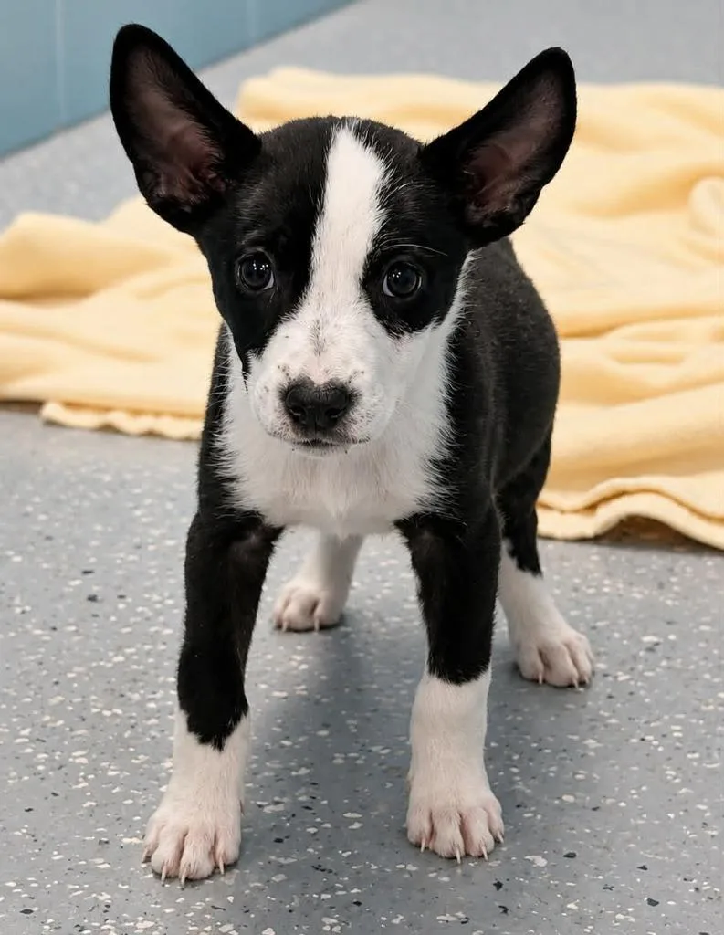 A baby medium-sized female Shepherd dog named Taffy for adoption in Seven Points, TX