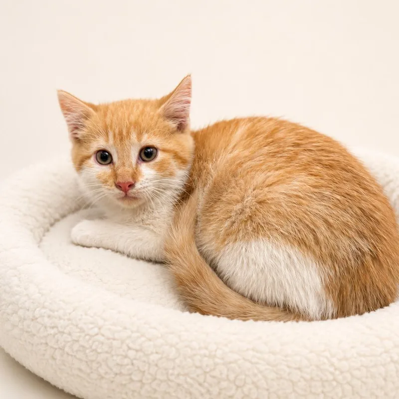 A baby small-sized female Orange / Red Domestic Short Hair cat named Moe for adoption in Redwood Falls, MN