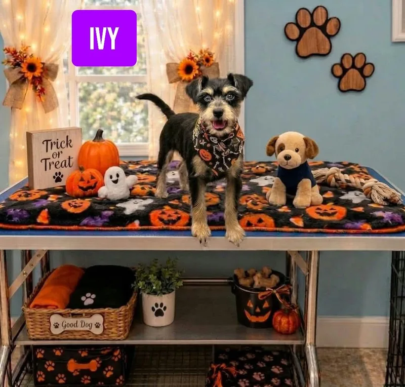 A baby small-sized female Bicolor Standard Schnauzer dog named Ivy for adoption in Stockbridge, GA
