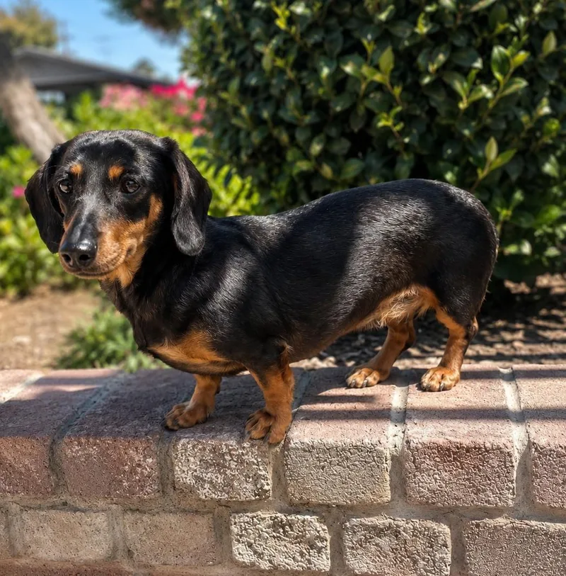 An adult small-sized female Black Miniature Dachshund dog named Luna for adoption in Lathrop, CA