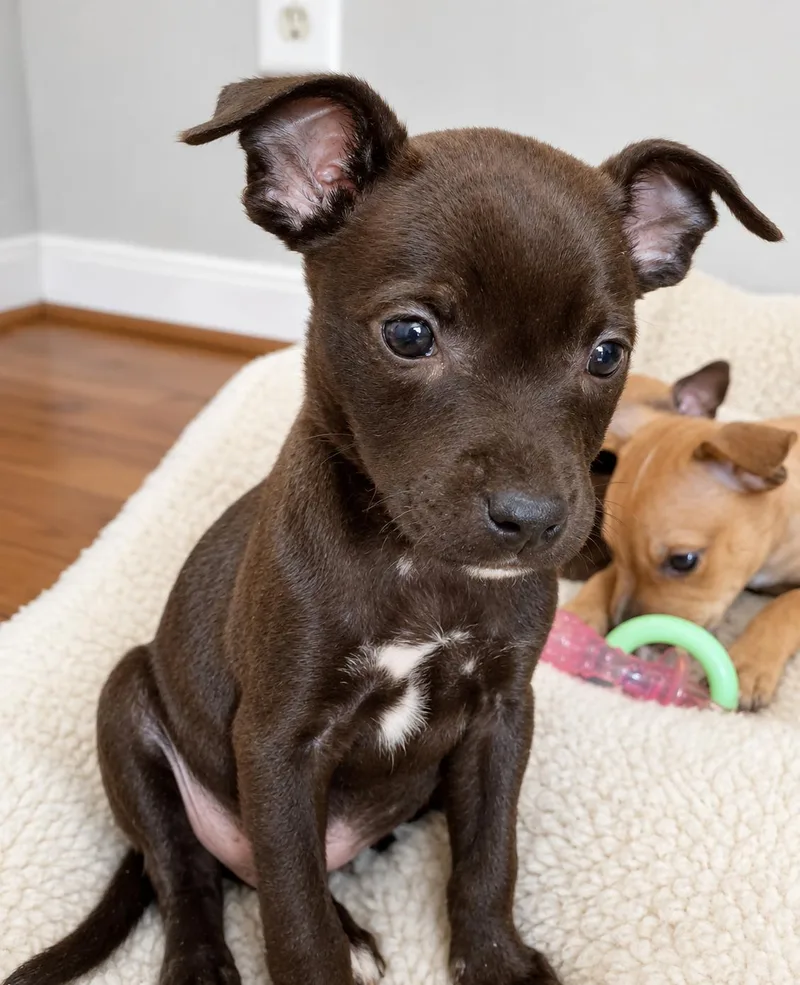 A baby small-sized male Black Chihuahua dog named Tot for adoption in Greensboro, NC