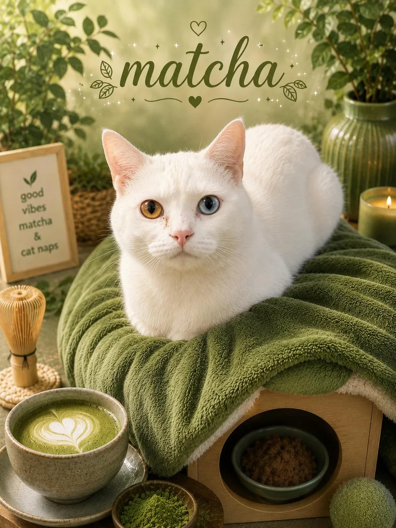 An adult medium-sized male White Domestic Short Hair cat named Matcha for adoption in Orleans, VT