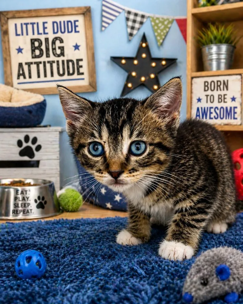 A baby small-sized male Domestic Short Hair cat named Aletris for adoption in East Ridge, TN
