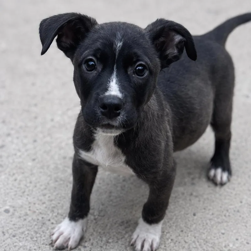 A young medium-sized female Pit Bull Terrier dog named Nyx for adoption in Portland, ME