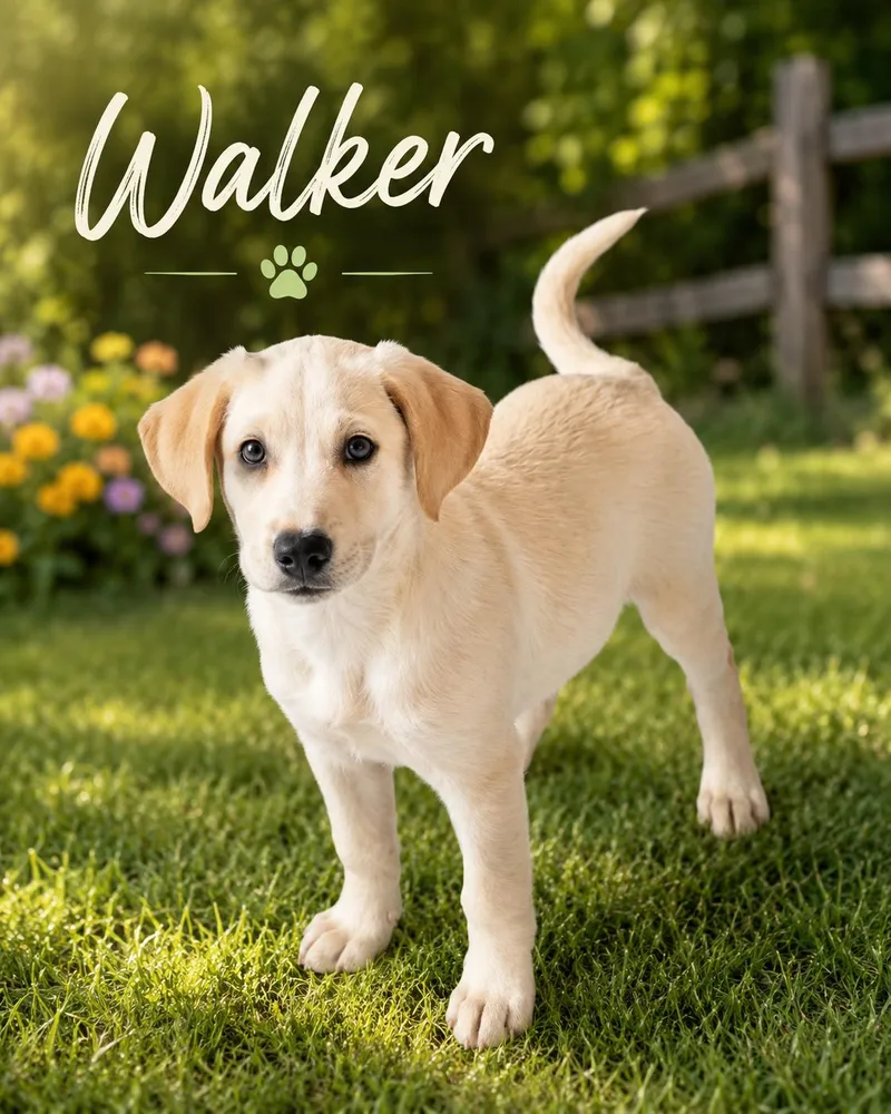 A baby large-sized male Yellow Labrador Retriever dog named Walker for adoption in Chickamauga, GA