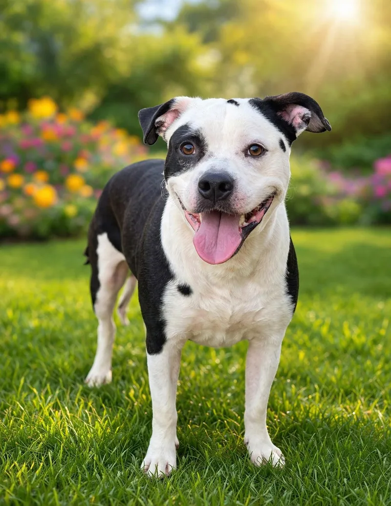 A young medium-sized male Black American Bully dog named Panda for adoption in las vegas, NV