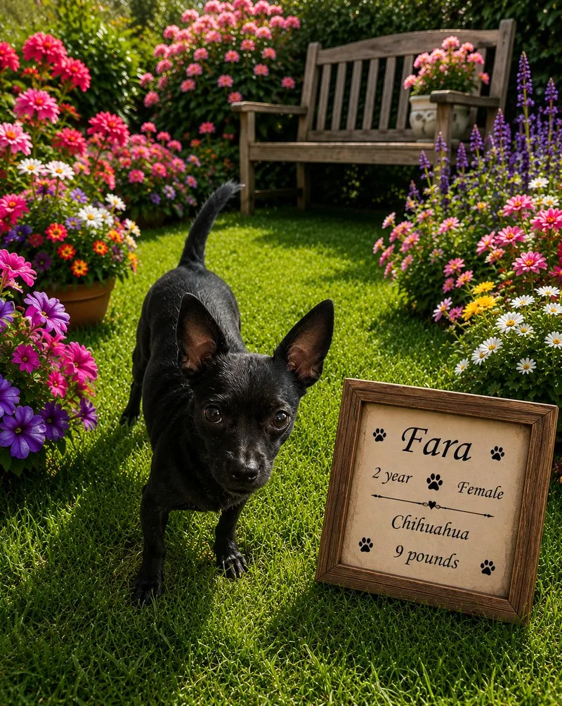 An adult small-sized female Black Chihuahua dog named Fara Years Female for adoption in Mesa, AZ