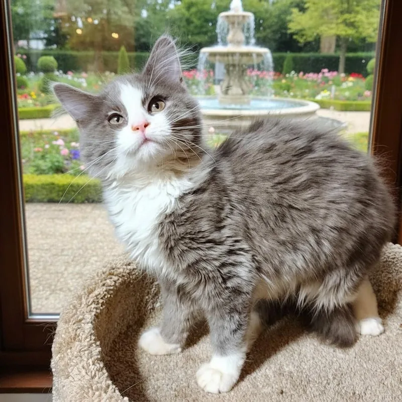 A baby large-sized female Gray / Blue / Silver Maine Coon cat named Blue Fairy  Fluffy for adoption in Danbury, CT