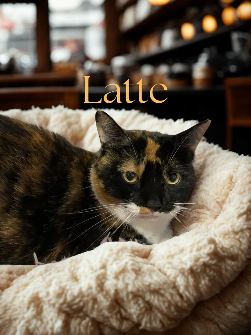 An adult large-sized female Calico Domestic Short Hair cat named Latte for adoption in Orleans, VT