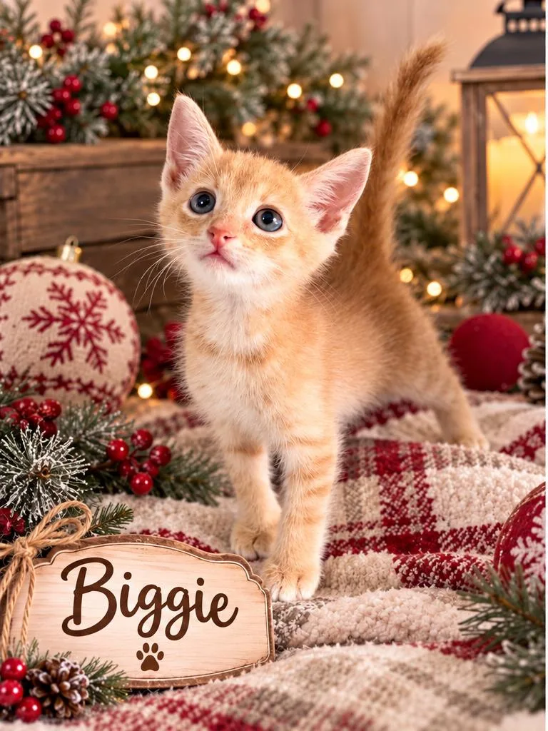 A baby small-sized male Orange & White Tabby cat named Biggie for adoption in Tavares, FL