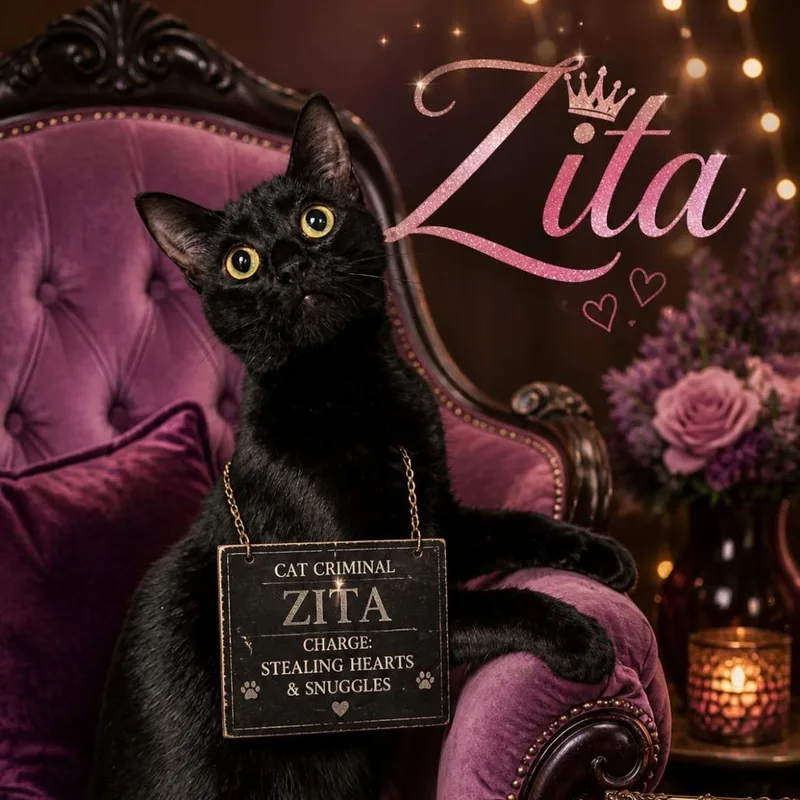 A young medium-sized female Black Domestic Short Hair cat named Zita for adoption in Boston, MA