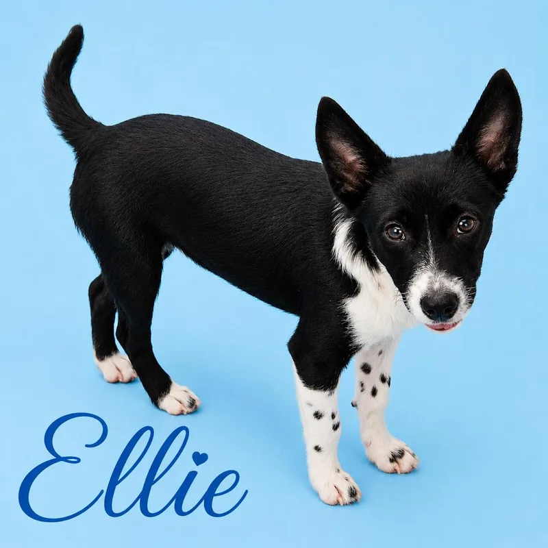 A baby small-sized female Black Australian Cattle Dog / Blue Heeler dog named Ellie for adoption in South Elgin, IL