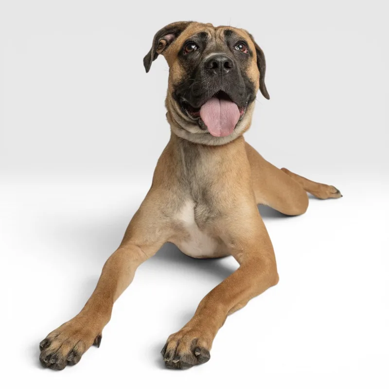 A young medium-sized female Boxer dog named Sofie for adoption in Richardson, TX