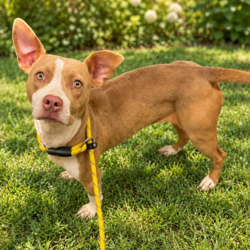 A young medium-sized female Yellow / Tan / Blond / Fawn Mixed Breed dog named Pearl for adoption in Columbiana, AL