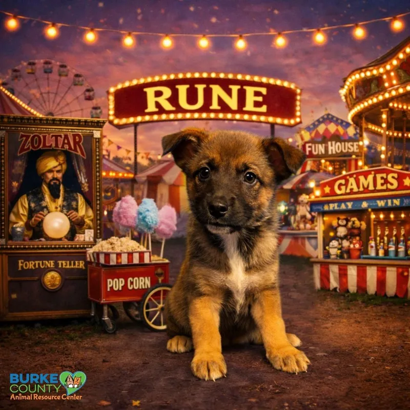 A young small-sized female Brown / Chocolate Belgian Shepherd / Malinois dog named Rune for adoption in Morganton, NC