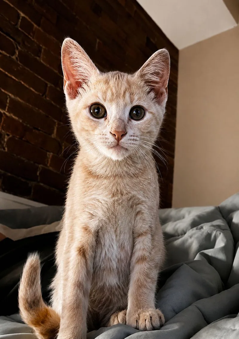 A baby medium-sized male Orange & White Domestic Short Hair cat named Marty for adoption in North Haledon, NJ