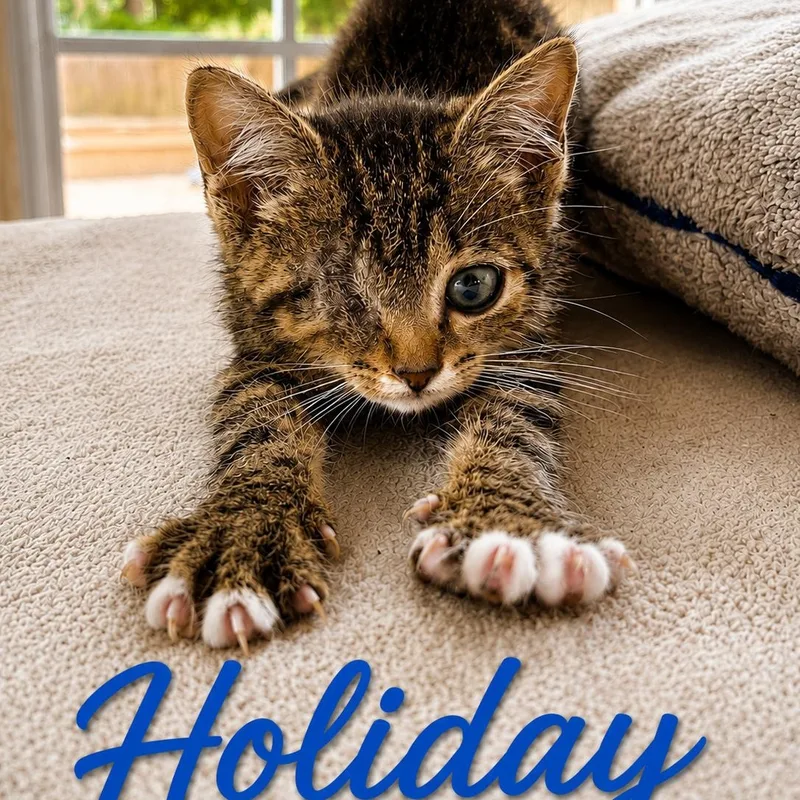 A baby medium-sized male Tabby (Buff / Tan / Fawn) Tabby cat named Holiday for adoption in Denver, NC