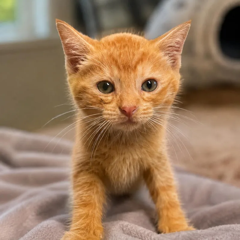 A baby small-sized male Orange / Red Domestic Short Hair cat named Curry for adoption in Pasadena , MD
