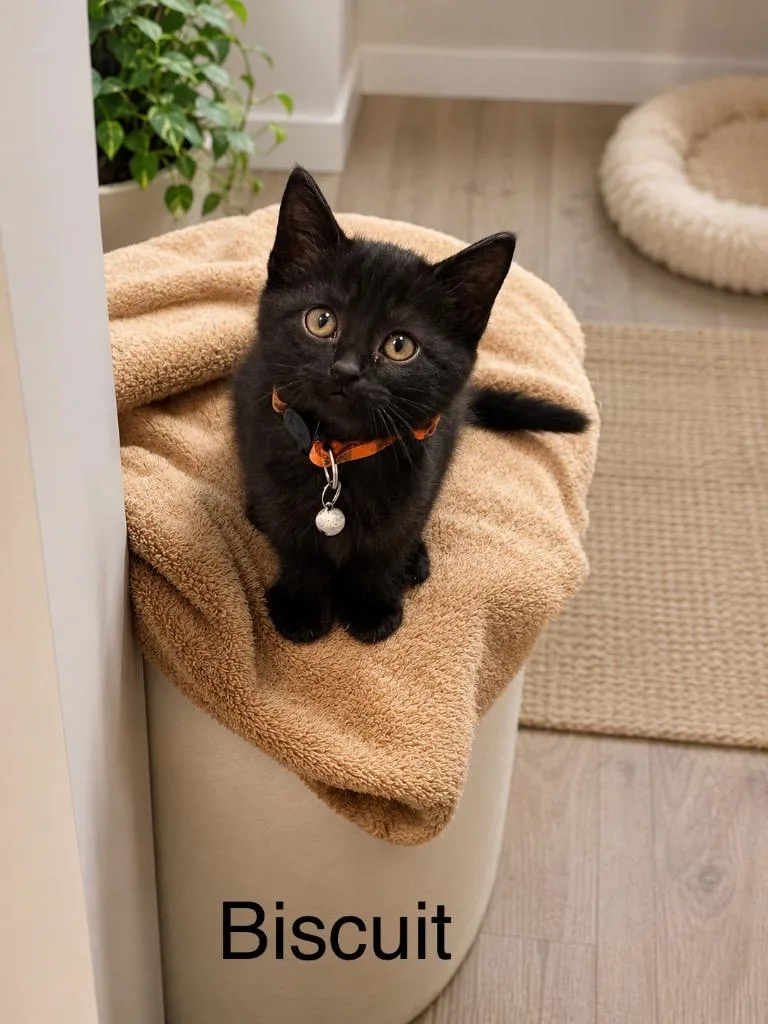 A baby medium-sized female Domestic Short Hair cat named Biscuit for adoption in Johnson City, TN