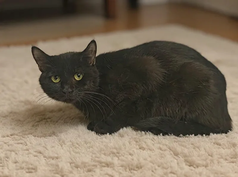 An adult medium-sized female Black Domestic Short Hair cat named Darcy for adoption in Talladega, AL