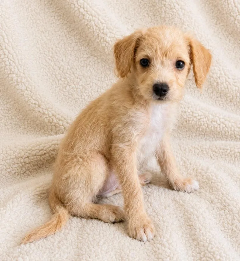 A baby small-sized male White / Cream Poodle dog named Kiwi for adoption in Lathrop, CA