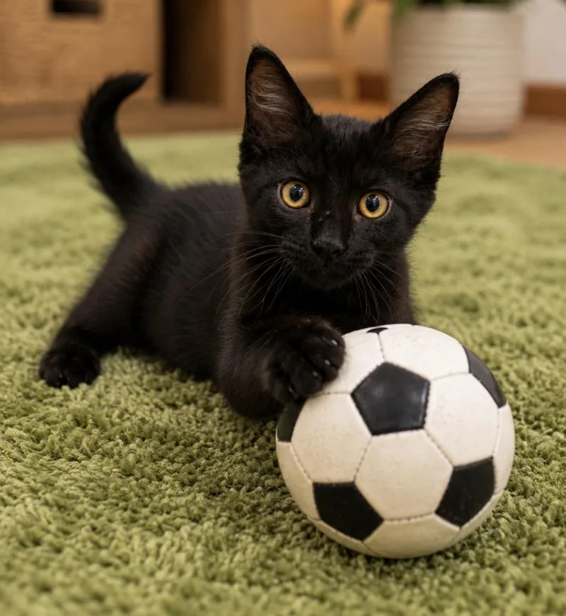 A baby small-sized male Black Bombay cat named Black Olive for adoption in Homestead, FL