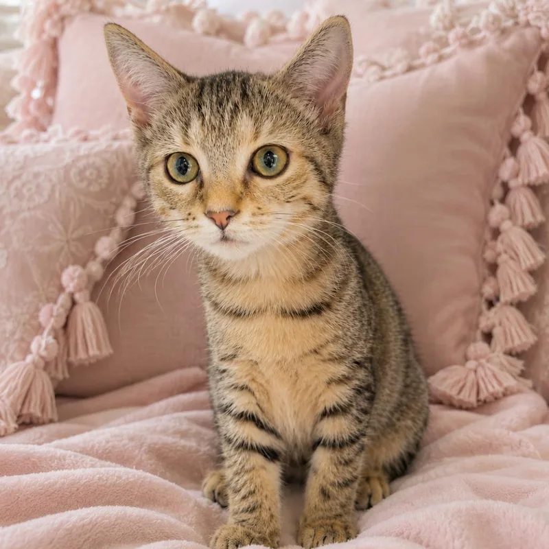 A baby small-sized female Brown / Chocolate Domestic Short Hair cat named Strawberry for adoption in Chapel Hill, NC