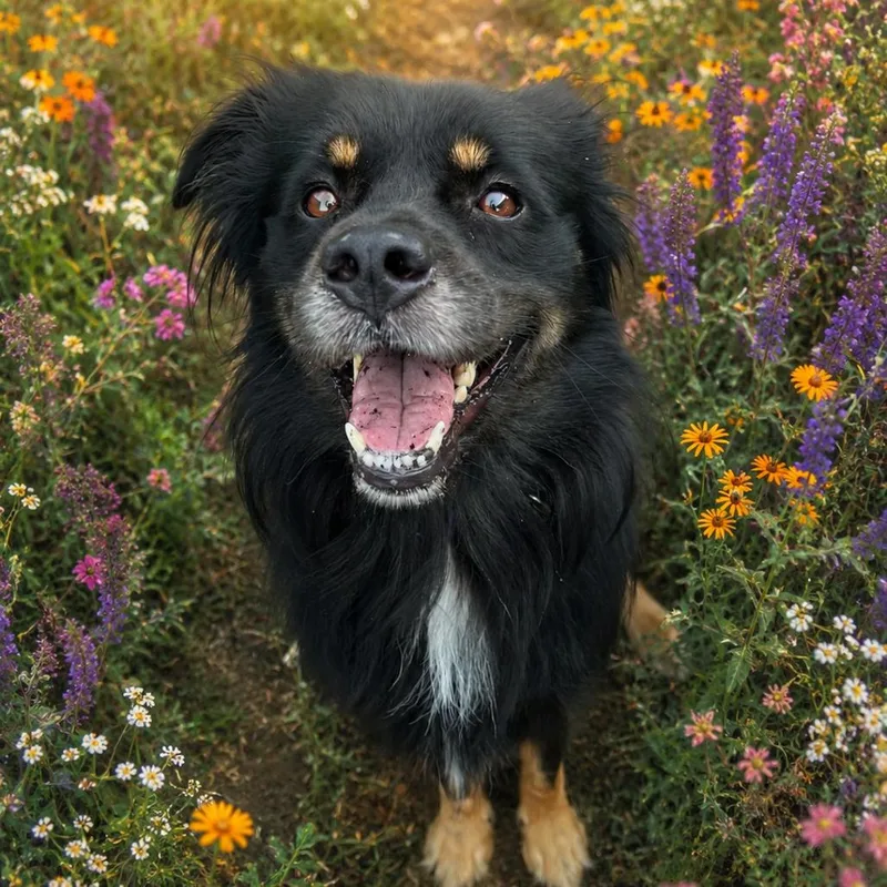 An adult medium-sized male Black Border Collie dog named Finn for adoption in Indiantown, FL
