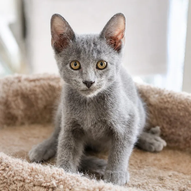 A baby small-sized male Gray / Blue / Silver Domestic Short Hair cat named Elvis for adoption in Las Vegas, NV