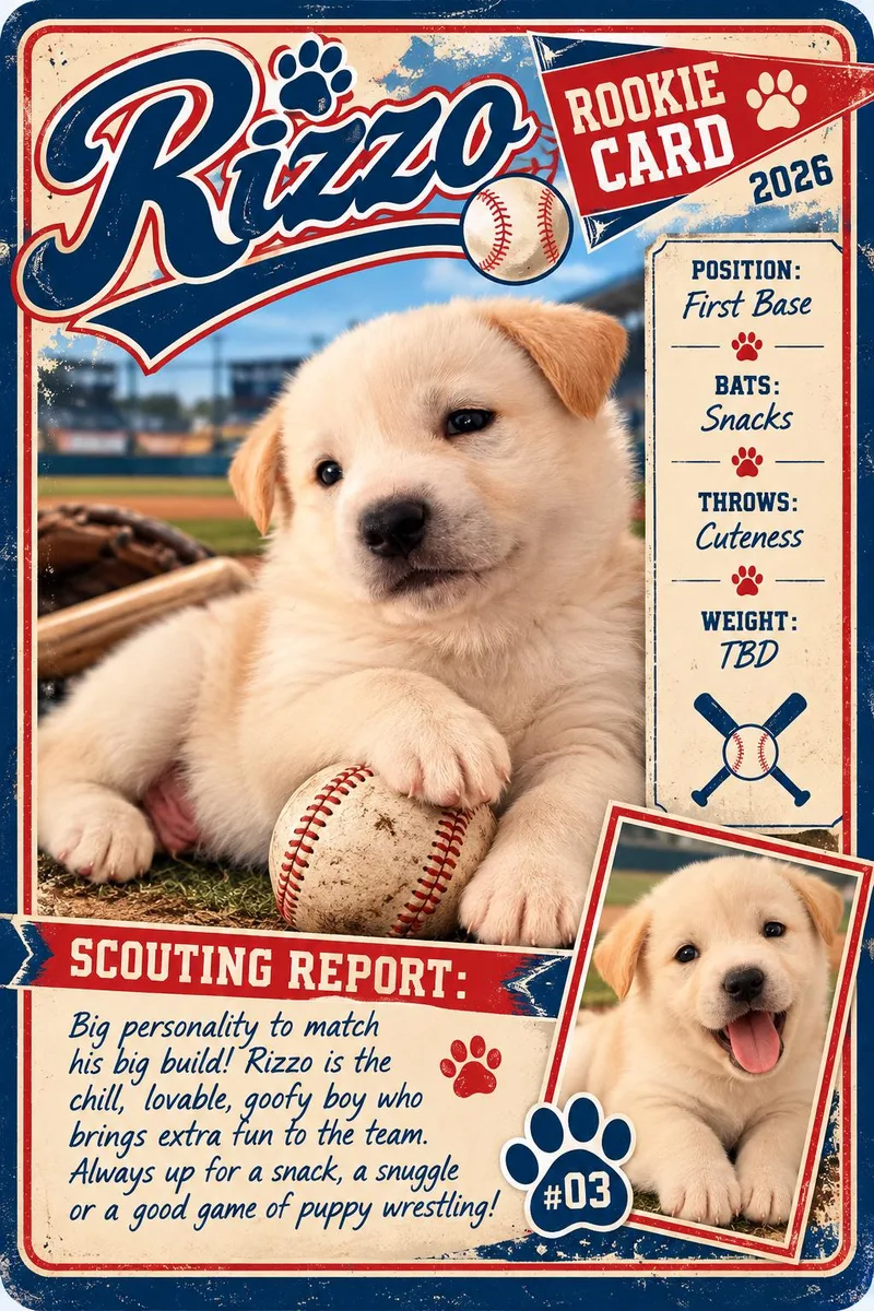 A baby medium-sized male Labrador Retriever dog named Rizzo for adoption in Grand Forks, ND