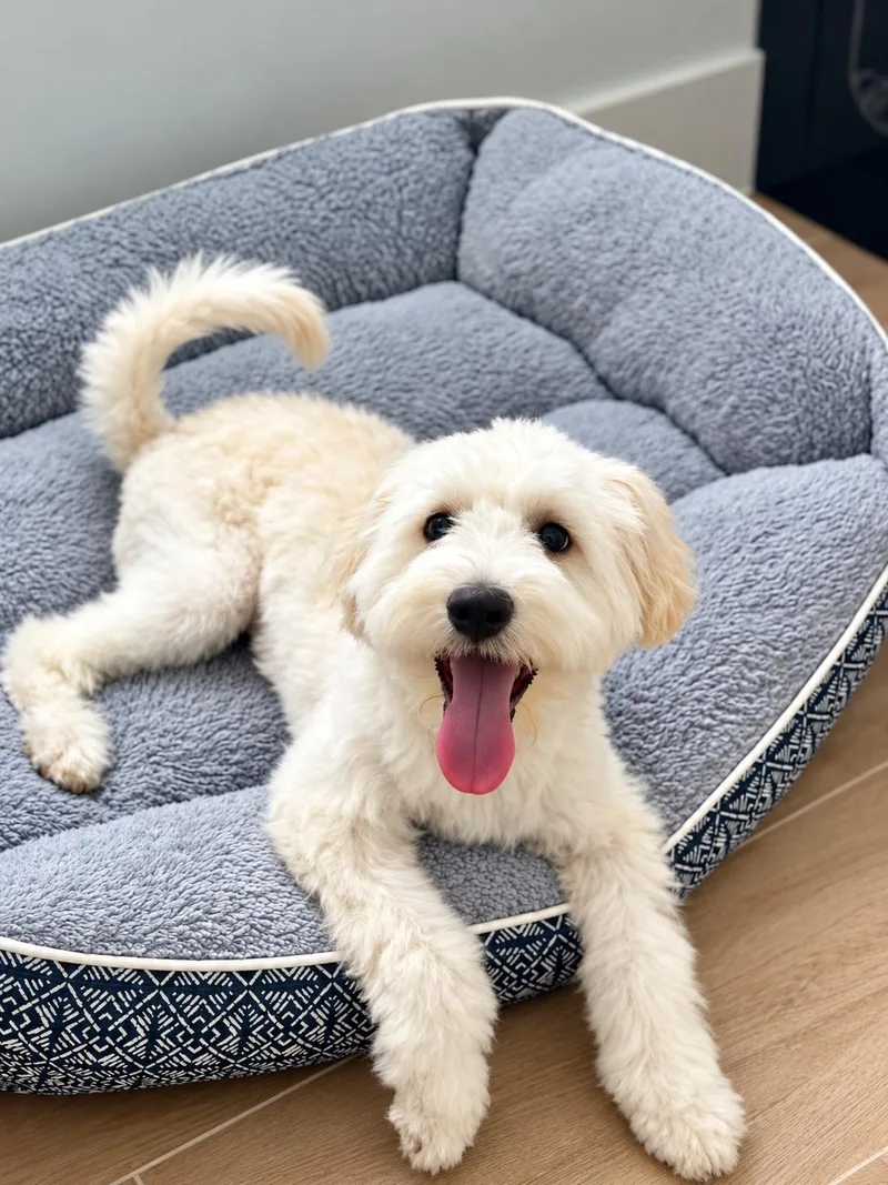 A young small-sized female Goldendoodle dog named Stella for adoption in Brownsville, TX