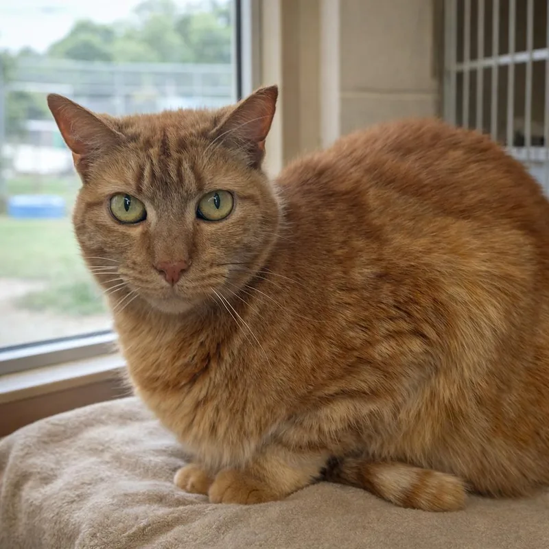 An adult medium-sized female Orange / Red Domestic Short Hair cat named Calista for adoption in Pontiac, MI
