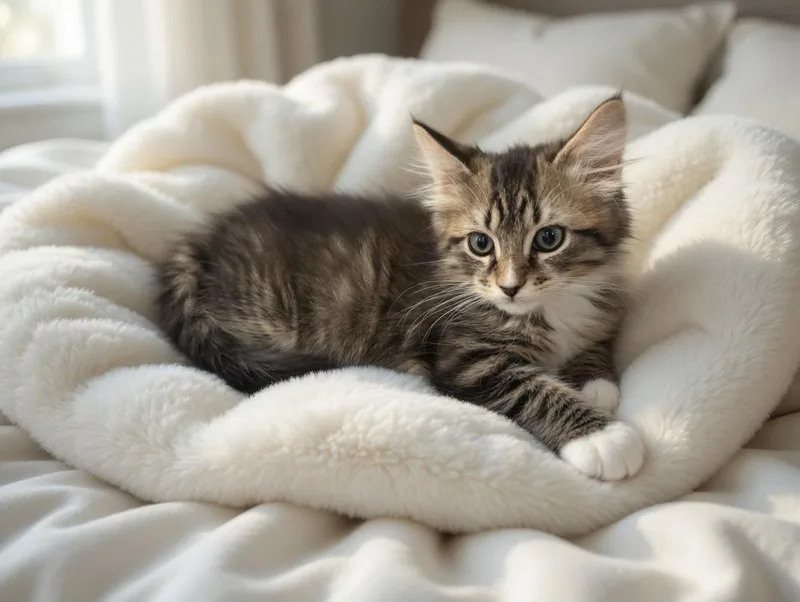 A baby medium-sized female Brown / Chocolate Maine Coon cat named Willow for adoption in Vienna , VA