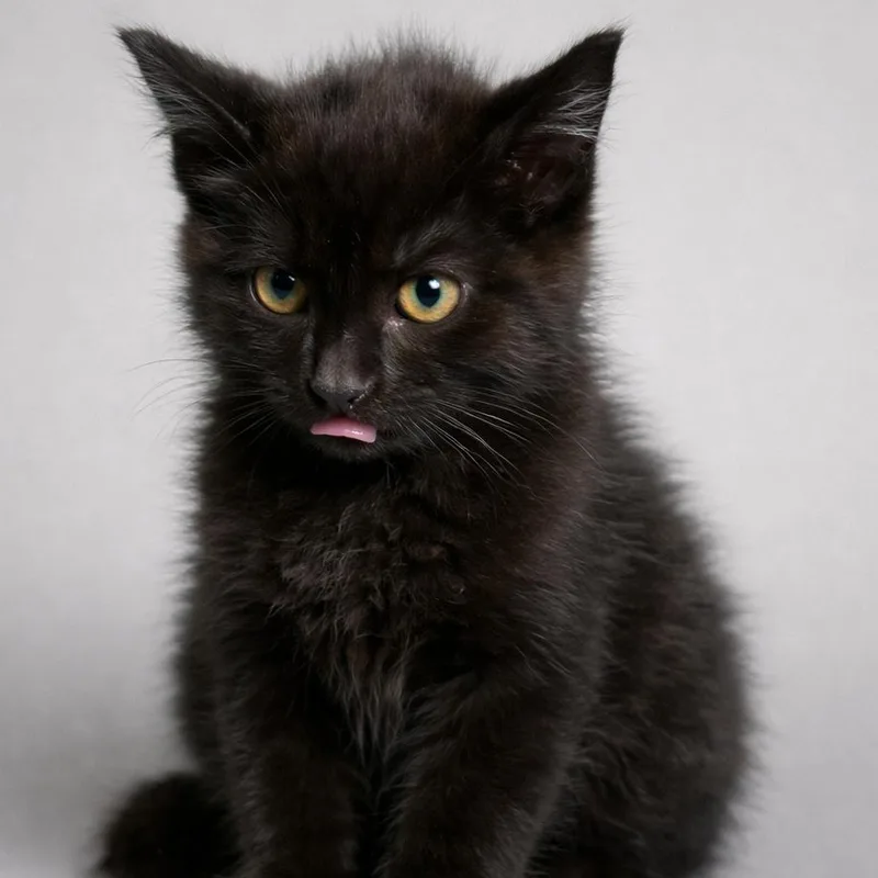 A baby small-sized male Black Domestic Short Hair cat named Derecho for adoption in Concord, NC