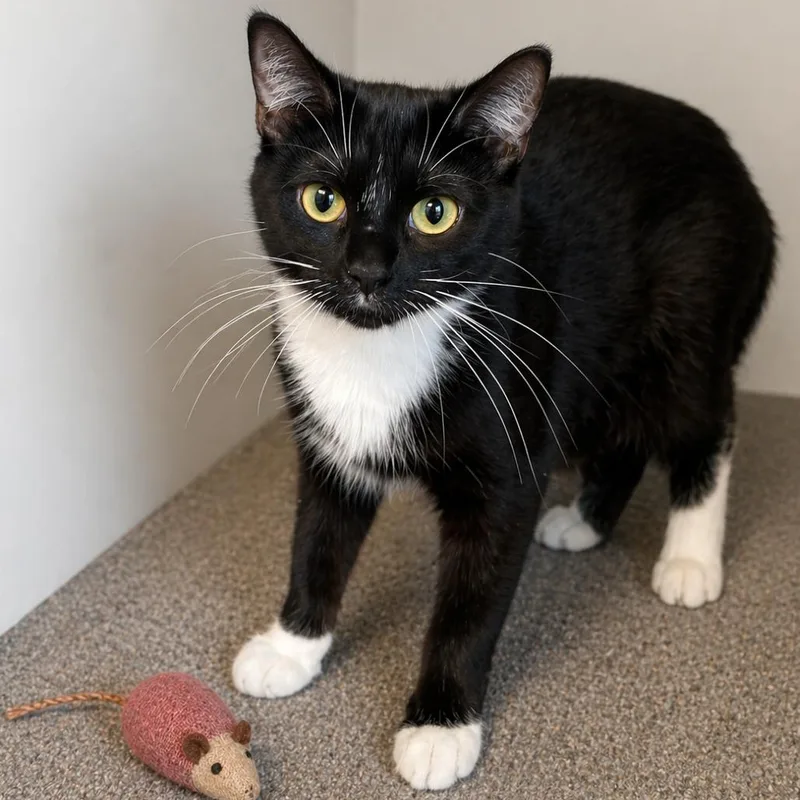 A senior medium-sized female Black Domestic Short Hair cat named Primrose for adoption in South Elgin, IL