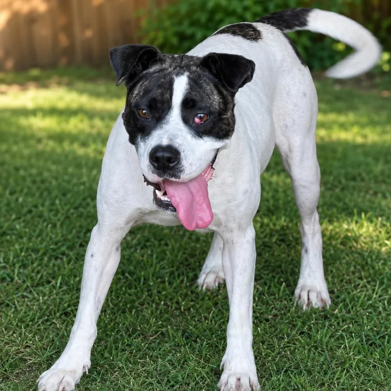 An adult medium-sized female Pit Bull Terrier dog named Ruby for adoption in Eufaula, AL