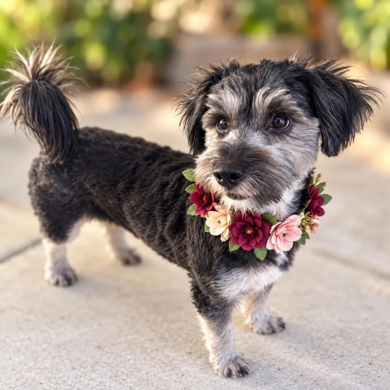 A young small-sized female Gray / Blue / Silver Schnoodle dog named Gabriella for adoption in Corona Del Mar, CA