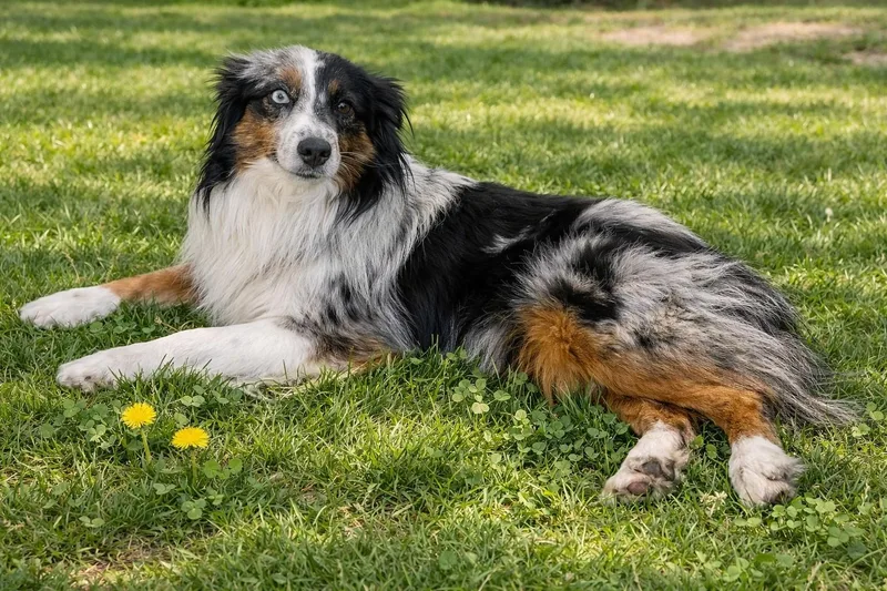 An adult medium-sized female Tricolor (Brown, Black, & White) Australian Shepherd dog named Robin for adoption in Richmond, VA