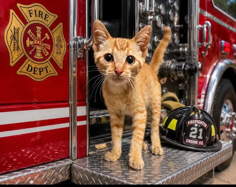 A baby small-sized male Domestic Short Hair cat named Firetruck for adoption in Detroit, MI