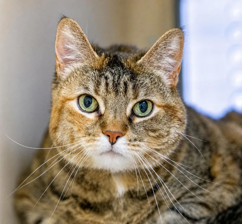 An adult large-sized female Torbie Domestic Short Hair cat named Cinnabon for adoption in Pontiac, MI
