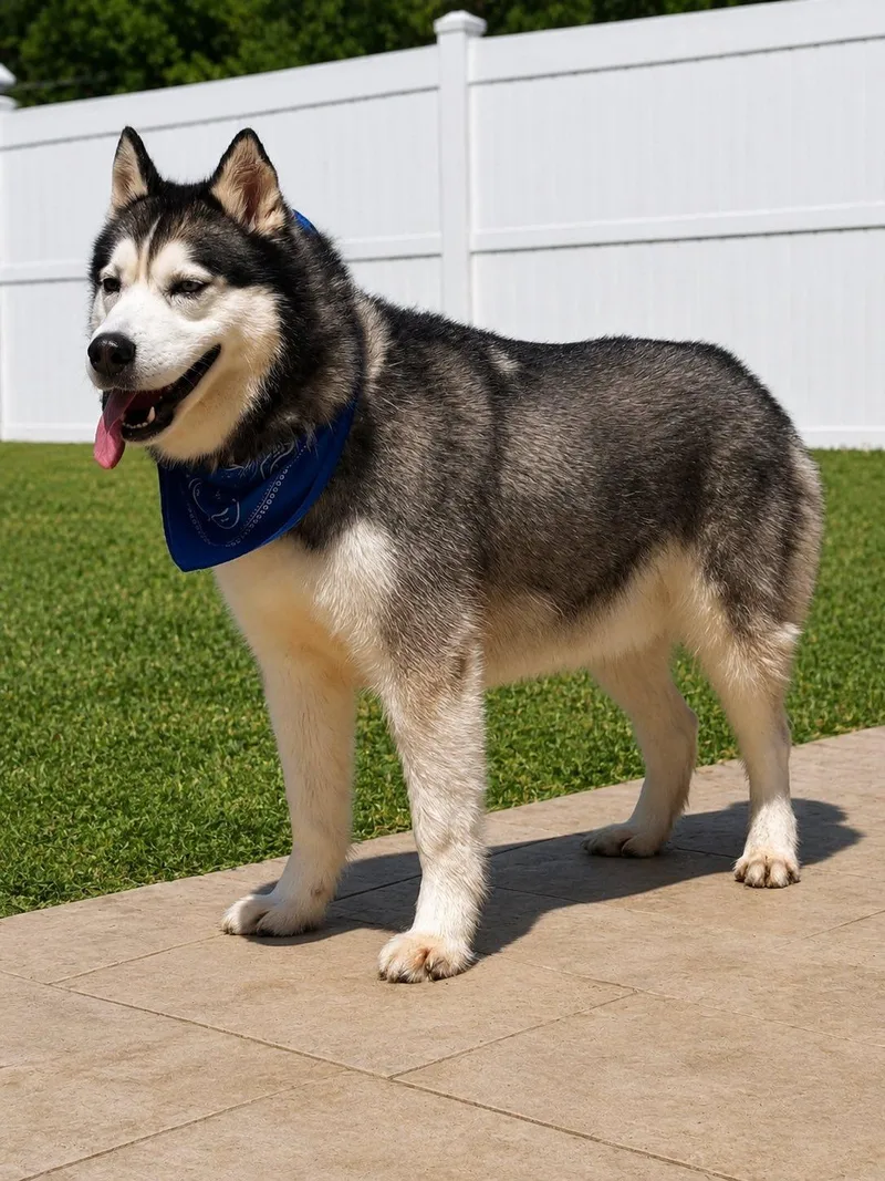 An adult large-sized male Siberian Husky dog named Akayo for adoption in Old Westbury, NY