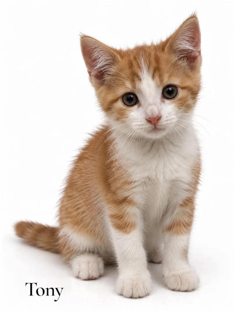 A baby medium-sized male Domestic Short Hair cat named Tony for adoption in Stevensville, MI