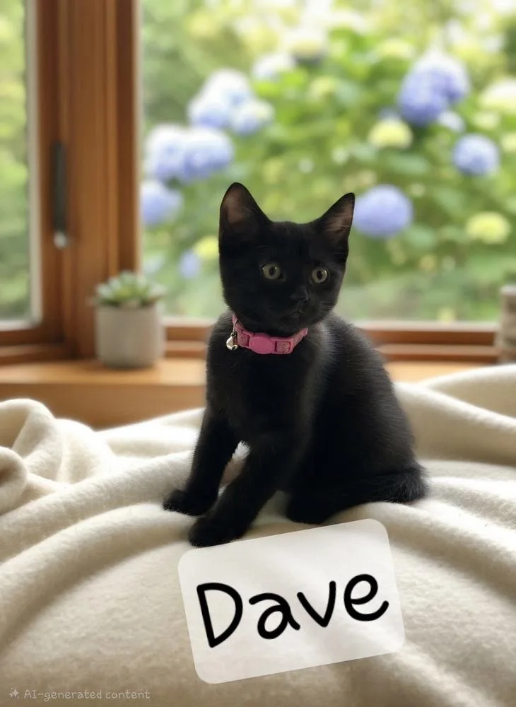 A baby small-sized male Black Domestic Short Hair cat named Dave for adoption in Evansville, IN
